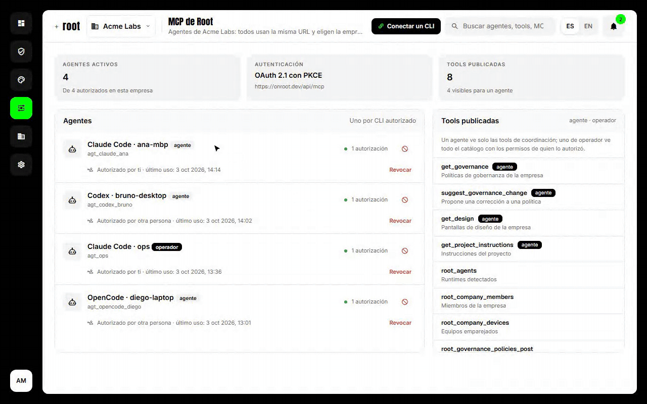 Conectar un CLI al MCP de Root